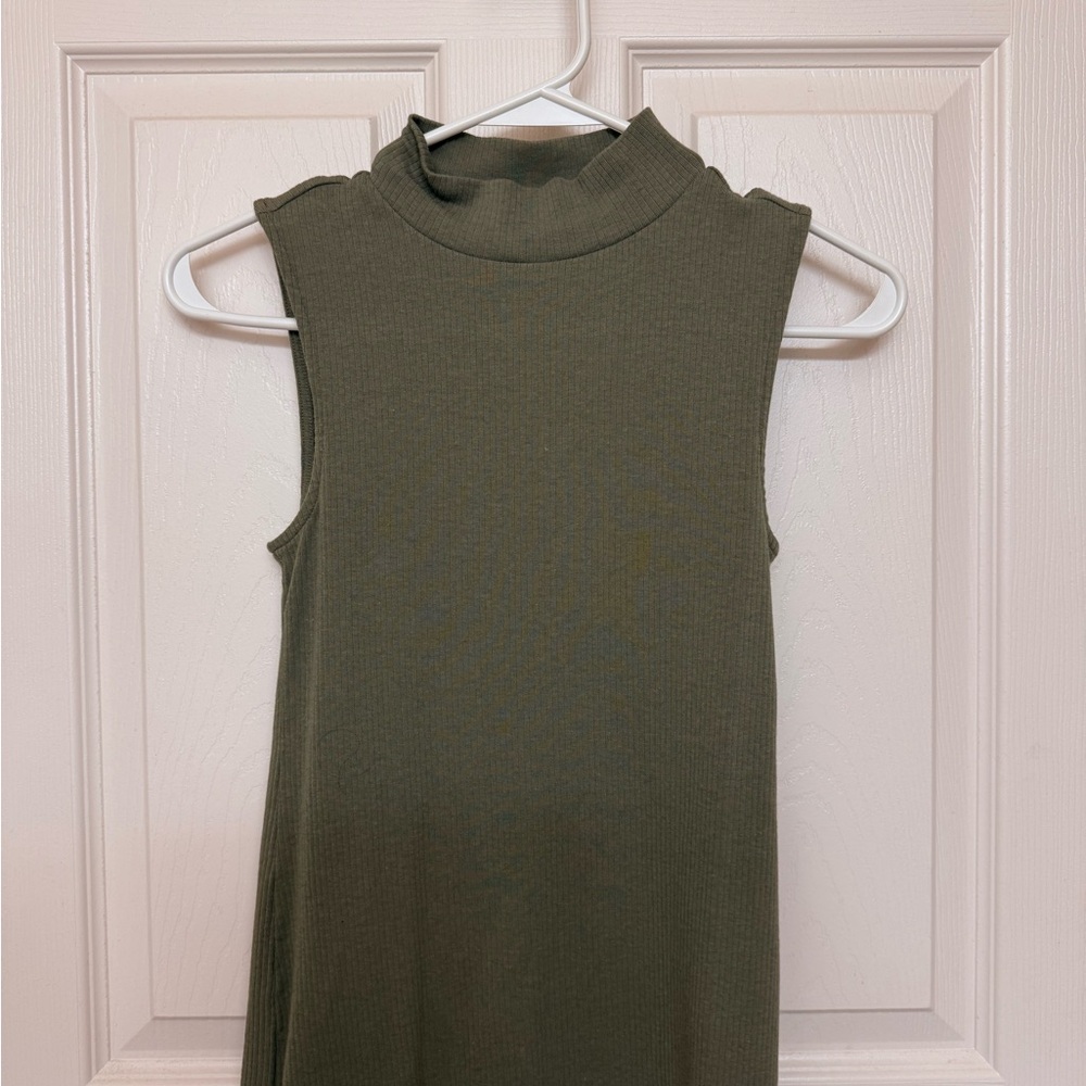 a.n.a Olive Sleeveless Mock Neck Tank Top